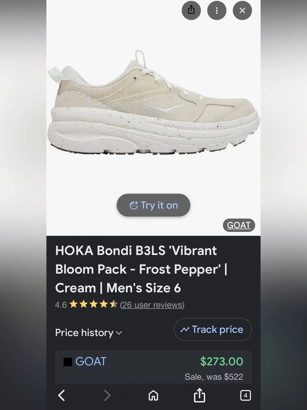 Hoka Bondi B3LS Men's Running Shoes — Cream White